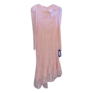 Vintage Pantagis Pretty in Pink 80’s Lace Dress Size 15/16 NWT